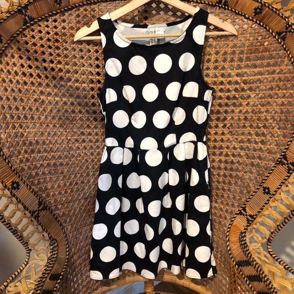 Navy Blue Polka Dot Fit And Flare Size 4 Dress